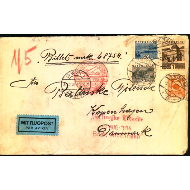 Luftpost Brev fra strig til Danmark - 1 - 8 - 34