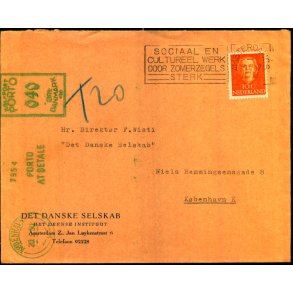 Efterporto - Brev fra Holland  16 - 5 - 1950 - Efterporto 40 re