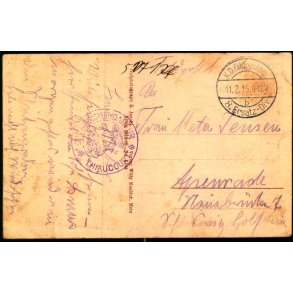 Feldpost - K.D. Feldpostxped.   11 -2 -15 - Til Apenrade - Billedside : Bouillonville