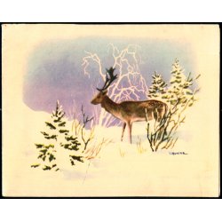 V. Hancke - Lyknskningsfoldudkort med Hjorte der foldes ud - Wilkig &amp; Landsbo Imp. 2235