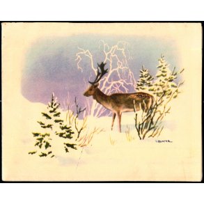 V. Hancke - Lyknskningsfoldudkort med Hjorte der foldes ud - Wilkig & Landsbo Imp. 2235