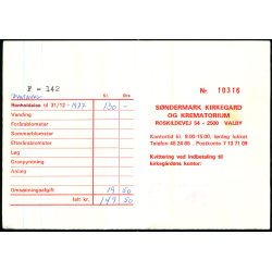 Perfin - Frederiksberg Begravelsesvsen p Indbetalingskort - Stemplet 21 - 2  - 77 - Brugt