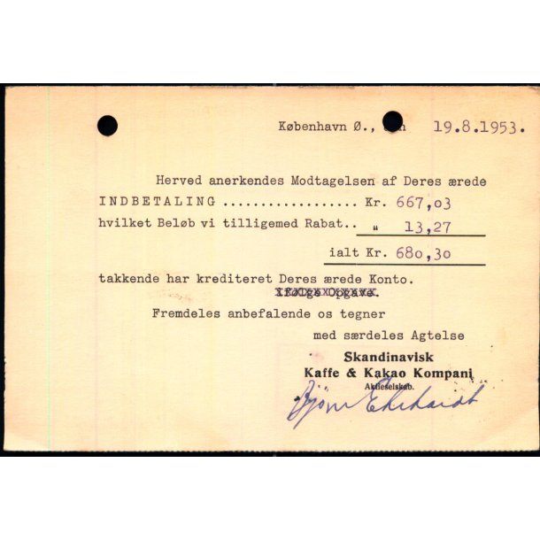 Skandinavisk Kaffe &amp; Kakao Kompani - Kbenhavn   - u/n - Brugt. - Arkivhuller !