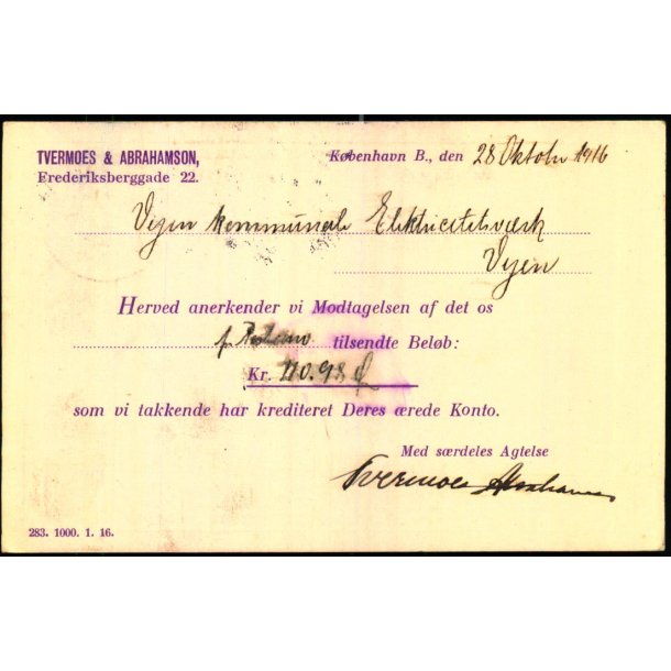 Tvermoes &amp; Abrahamson - Kbh.K.  - u/n - Brugt