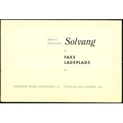 Hotel Pension Solvang - Faxe Ladeplads - Reklame 4 delt.