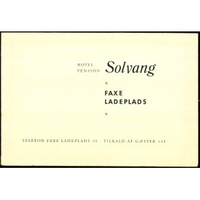 Hotel Pension Solvang - Faxe Ladeplads - Reklame 4 delt.