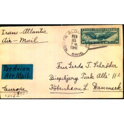 Luftpost Censurbrev fra U.S.A.  til Kbenhavn - 21  - 2 - 41 - T