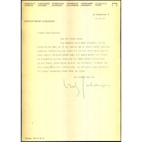 Autograf - Brev fra Rudolf Broby Johansen - 1969