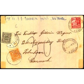 Efterporto - Brev fra Frankrig med Dansk Frimrke  9 - 12 - 1937 - Efterporto 30 re