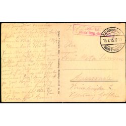 Feldpost - K.D. Feldpostxped.   15 -7 -15 - Til Apenrade - Billedside : St. Julien