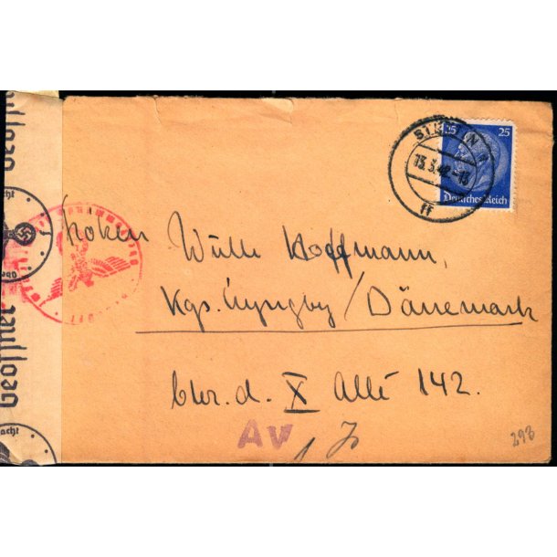 Censurbrev fra Tyskland  13 - 3 - 42 - Til Kgs. Lyngby
