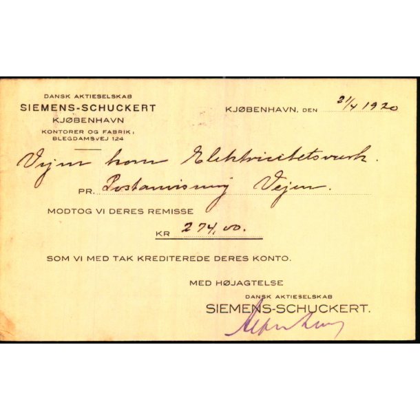 Siemens - Schuckert - Kbh. - u/n - Brugt