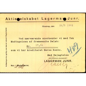 Aktieselskabet Lagerman Junr. - Glostrup  - u/n - Brugt.