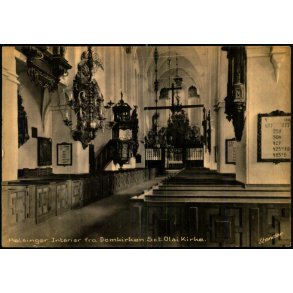 Helsing�r - Interi�r fra Domkirken Sct. Olai Kirke  - Stender  H. 1020 K - Ubrugt