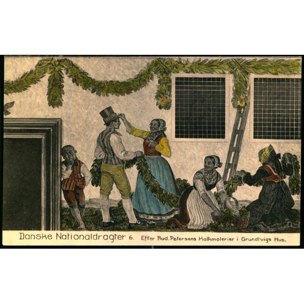 Danske Nationaldragter - 6 - R. Petersens Kalkmalerier i Grundtvigs Hus - V. Tryde - Ubrugt