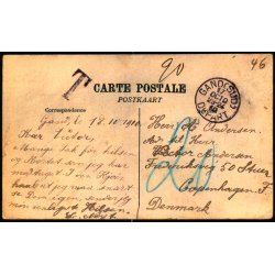 Efterporto - Postkort fra Belgien til Danmark  18 - 10 - 1900