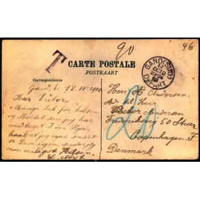 Efterporto - Postkort fra Belgien til Danmark  18 - 10 - 1900