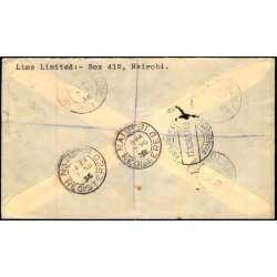 Luftpost Rekommanderet Brev fra Kenya til Danmark - 7 - 11 - 1936