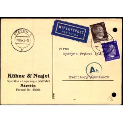 Luftpost  Censurpostkort fra Tyskland  9 - 10 - 43 - Til Svendborg