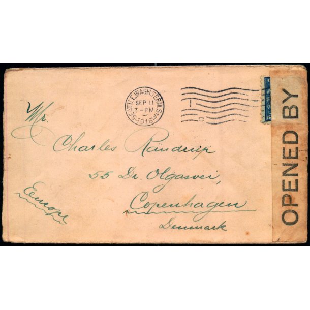 Censurbrev fra U.S.A.  1 - 9 - 17 - Til Kbenhavn