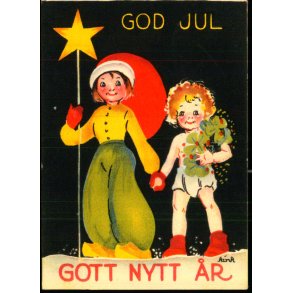 God Jul - Gott Nytt r - Lille Kort 7x10 cm - Svensk u/n - Brugt