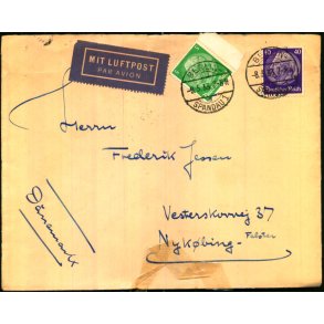 Luftpost Brev fra Tyskland til Danmark - 8 - 5 - 33