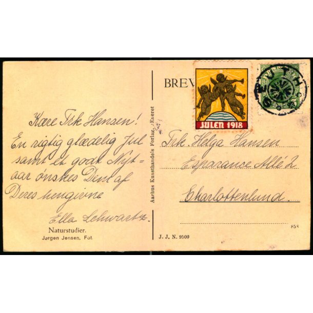 SKAVE p Postkort - Julemrke 1918