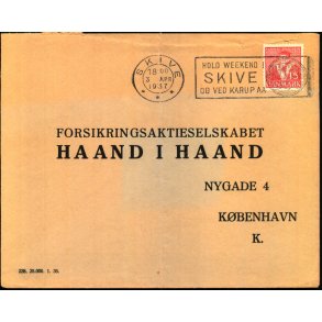 Perfin - Haand i Haand p Brev - Stemplet 3 - 4 - 37 - Brugt