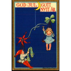 God Jul - Gott Nytt r - Lille Kort 7x10 cm - Svensk u/n - Brugt