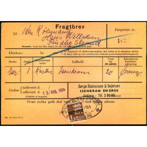 Fragtbrev -  1kr Rigsvben Prov.  - Fra Esbjerg til Fan 13. Aug. 1964
