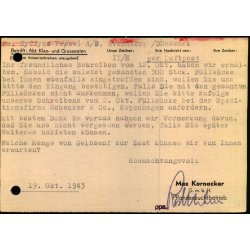 Luftpost  Censurpostkort fra Tyskland  20 - 10 - 43 - Til Svendborg