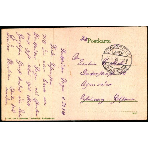 Feldpostkarte - Lookstedter Lager   24 -8 -18 - Til  ? ?  - Billedside :  Lockstedt Lager