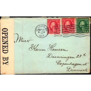 Censurbrev fra U.S.A.  23 - 9 - 17 - Til Kbenhavn