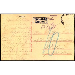 Efterporto - Postkort Utilstrkkeligt Frankeret i Ramme (Frimrke Fjernet) - Efterporto 10 re