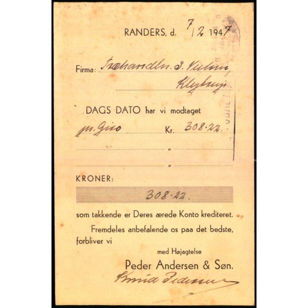 Peder Andersen &amp; Sn - Randers - u/n - Brugt
