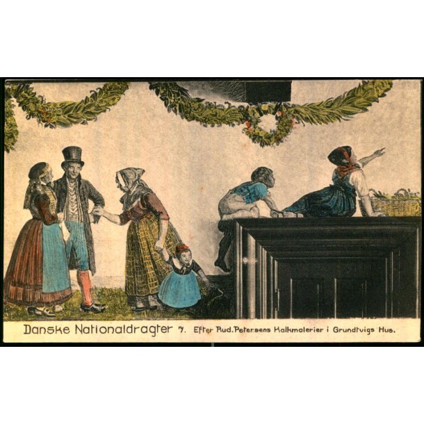 Danske Nationaldragter - 7 - R. Petersens Kalkmalerier i Grundtvigs Hus - V. Tryde - Ubrugt