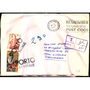 Efterporto - Brev fra England (Frimrker mangler)  23 - 7 - 1977 - Efterporto  230 re