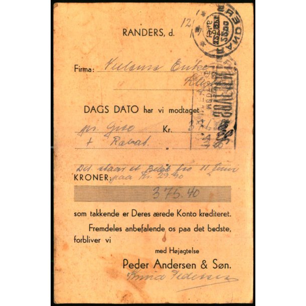 Peder Andersen &amp; Sn - Randers - u/n - Brugt - Fold !