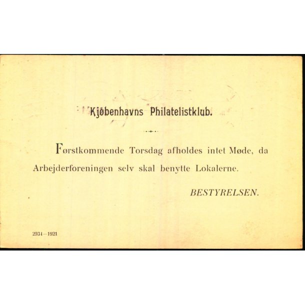 Kjbenhavns Philatelistklub - Kbh. K. - Form 62 - Brugt