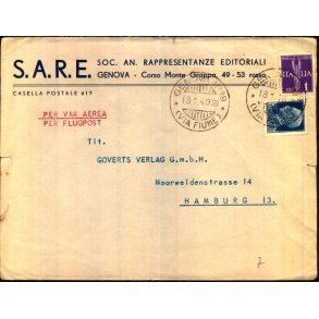 Luftport - Censurbrev fra Italien  18 - 1 - 40 - Til Hamburg
