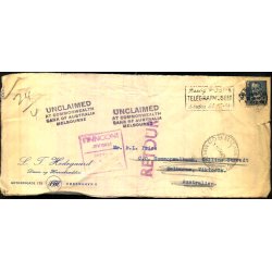 Returbrev sendt til Australien 1950 - Retur til Danmark 15 - Dec. 1950 - Rift !