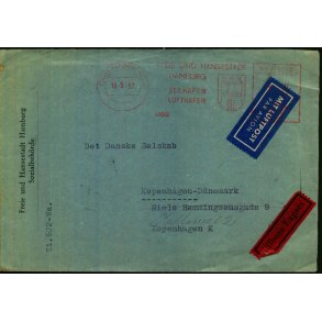 Luftpost Il Expres Brev fra Tyskland til Danmark - 16 - 5 - 57 - Flere Afleverings Forsg !!