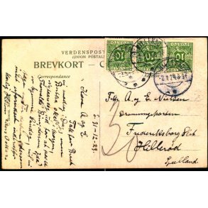 Efterporto - Postkort fra Ufrankeret til Hillerd 2-1-24 