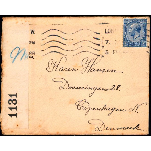 Censurbrev fra England.  15 - 2 - 16 - Til Kbenhavn