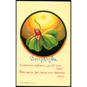 Gott Nytt r - Lille Kort 7x10 cm - Svensk u/n - Brugt