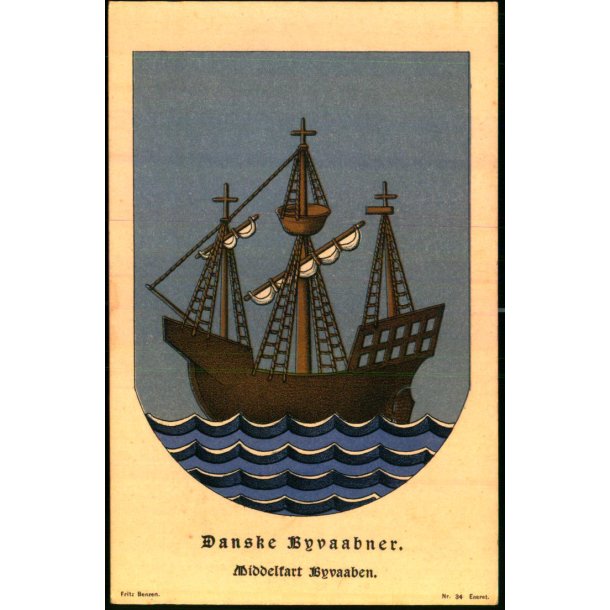 Danske Byvaabner - Middelfart Byvaaben - Fritz Benzen 34 - Ubrugt