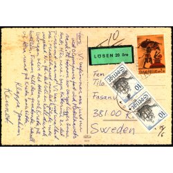 Efterporto - Postkort fra Grkenland  til Sverige   - Lsen 20 re