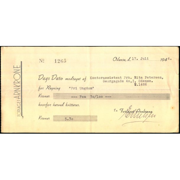 Forlaget Arnkrone - Odense 1944