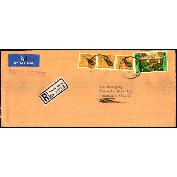 Luftpost Rekommanderet Brev fra Uganda til Tyskland - 25 - 11 - 67