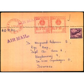 Luftpost Kort fra Indien til Danmark - 30 - 5 - 74
